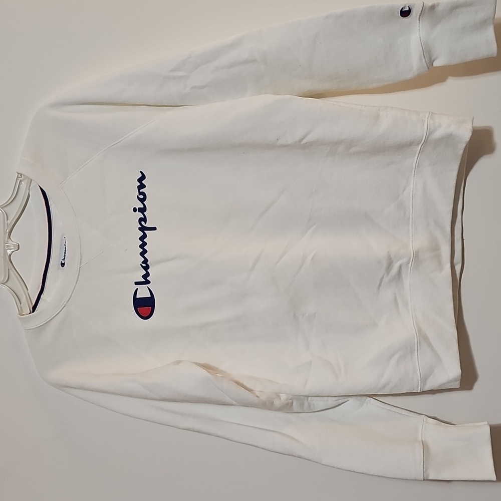 Champion Mens White Crew necklace Sweatshirt Pullover Sz M Authentic Athleticwea